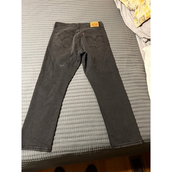 Levi's Wedgie Straight Jeans Black Wash Size 31x28 Distressed Denim - Picture 2 of 9